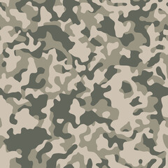 Fototapeta premium Seamless camouflage pattern. Light green texture, vector illustration. Camo print background. Abstract military style backdrop
