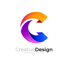 Symbol letter C logo with colorful icon template