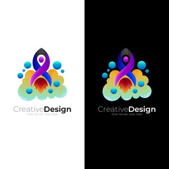 Rocket logo and cloud design illustration, colorful icon