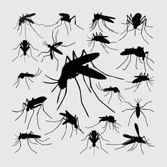Mosquito Silhouette. A set of mosquito silhouettes