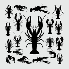 Lobster Silhouette. A set of lobster silhouettes