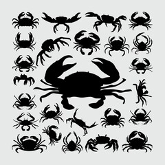 Crab Silhouette. A set of crab silhouettes