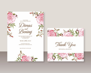 Hand painted roses watercolor for beautiful wedding invitation template