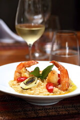 Shrimp Risotto with kinkan orange and leeks