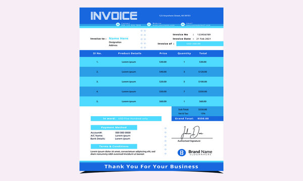Invoice Design Template with Creative Designs