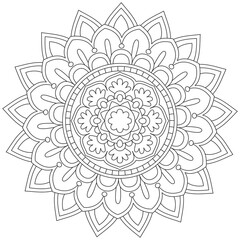 Leaf Flower Petal Coloring Mandala Art Simple Graphic Shape Vector Floral Oriental Outline Vintage Decorative Elements Pattern Illustration Islam Arabic Indian Turkish Mystic Religion Morals Lotus