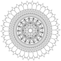 Leaf Flower Petal Coloring Mandala Art Simple Graphic Shape Vector Floral Oriental Outline Vintage Decorative Elements Pattern Illustration Islam Arabic Indian Turkish Mystic Religion Morals Lotus