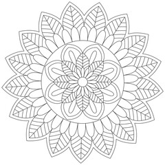Leaf Flower Petal Coloring Mandala Art Simple Graphic Shape Vector Floral Oriental Outline Vintage Decorative Elements Pattern Illustration Islam Arabic Indian Turkish Mystic Religion Morals Lotus