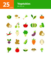 Vegetables flat icon set. Vector and Illustration.
