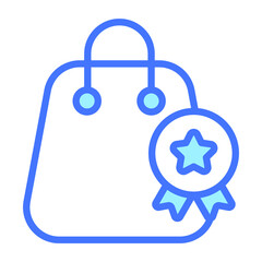 shopping bag Blue Outline icon, Shopping and Discount Sale icon.