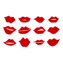Red lips isolated on a white background