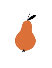 pear on white. flat illustration. ripe fruit. poster or postcard. prints element.