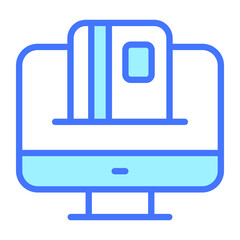online payment Blue Outline icon, Shopping and Discount Sale icon.