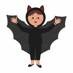 Cute girl in bat costume for halloween.