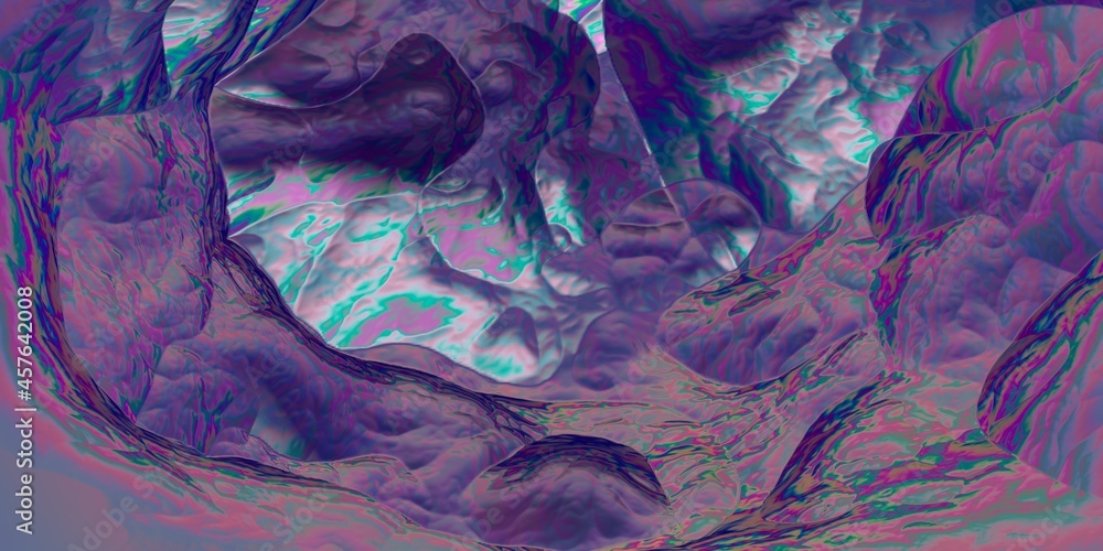 Poster 3d render of a holographic foil texture. colorful shimmering background.