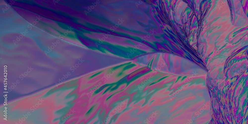 Poster 3d render of a holographic foil texture. colorful shimmering background.