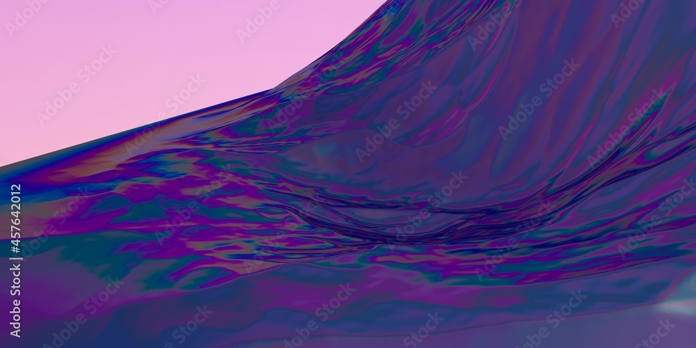 Poster 3d render of a holographic foil texture. colorful shimmering background.