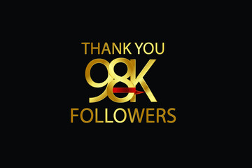 98K,98.000 Followers Thank You anniversary Red logo with Tosca ribbon. For Social Medias - Vector	