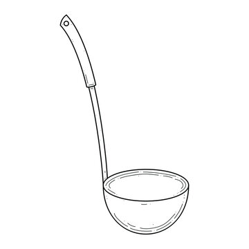 Abstract Hand Drawn Kitchen Stuff Scoop Meat Meal Doodle Concept Vector Design Outline Style On White Background Isolated For Cooking