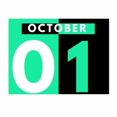 October 1 . Modern daily calendar icon .date ,day, month .calendar for the month of October