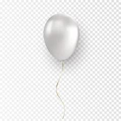 Fotobehang Vector glossy realistic white balloon on transparent background © Maryna Stryzhak