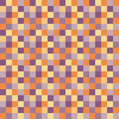 Abstract vector geometric square seamless pattern. Pixel art style. Vintage Background Design. For presentations, cards, flayers, wallpapers, backdrops, fashion.