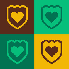 Pop art Immune system icon isolated on color background. Medical shield. Vector