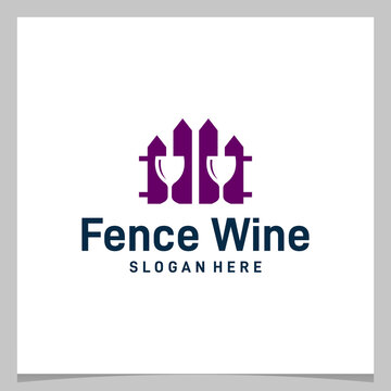 Inspiration logo design fence with glass wine logo. Premium vector