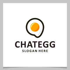 Inspiration logo design egg with chat logo. Premium vector