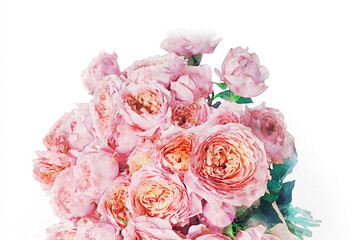 Abstract and beautiful watercolor flower bouquet illustration