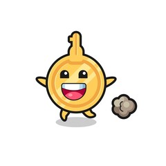 the happy key cartoon with running pose