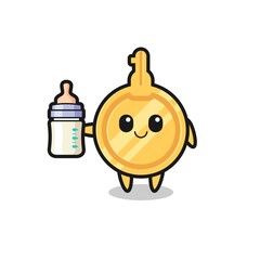 baby key cartoon character with milk bottle