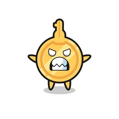 wrathful expression of the key mascot character