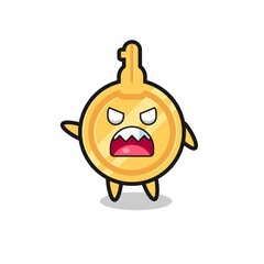 cute key cartoon in a very angry pose