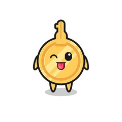 Fototapeta premium cute key character in sweet expression while sticking out her tongue