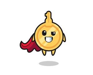 the cute key character as a flying superhero