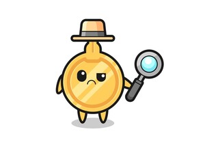 the mascot of cute key as a detective