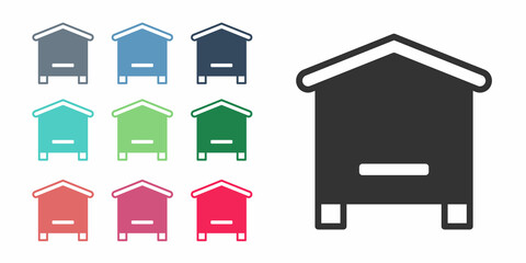 Black Hive for bees icon isolated on white background. Beehive symbol. Apiary and beekeeping. Sweet natural food. Set icons colorful. Vector