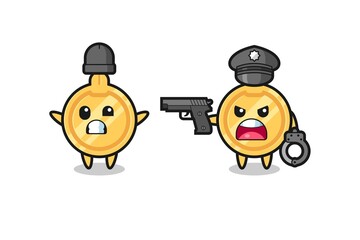 illustration of key robber with hands up pose caught by police