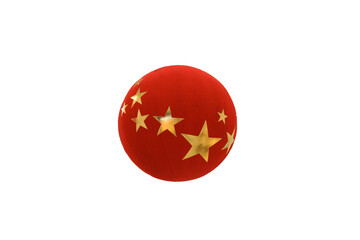 Red round ball with gold stars on a white background -Red round ball
