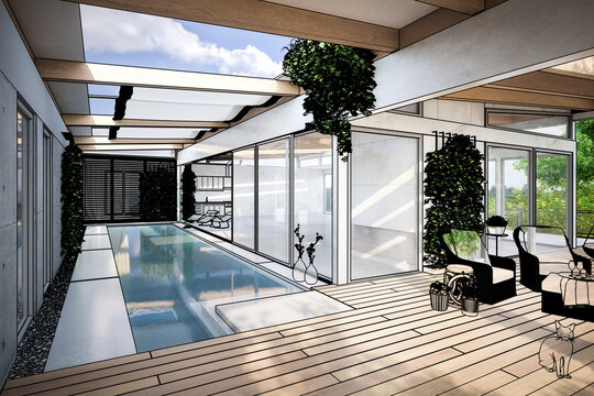 Luxury Residential Villa Terrace Design (project) - 3d visualization