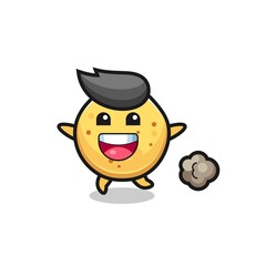the happy potato chip cartoon with running pose