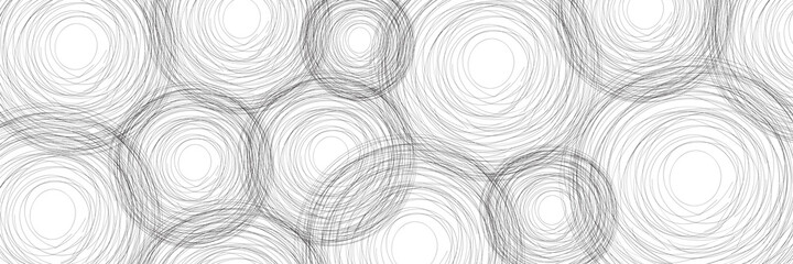 Gray vector banner, abstract intersecting circles from lines