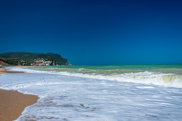 The beautiful sea of Numana in Conero after a big storm, Ancona province, Marche region.