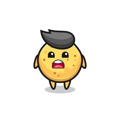 Fototapeta premium potato chip illustration with apologizing expression, saying I am sorry