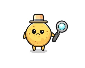 Fototapeta premium the mascot of cute potato chip as a detective