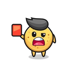 Obraz premium potato chip cute mascot as referee giving a red card