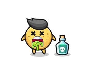 illustration of an potato chip character vomiting due to poisoning