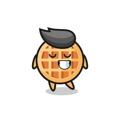 Obraz premium circle waffle cartoon illustration with a shy expression
