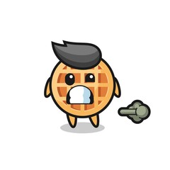 the illustration of the circle waffle cartoon doing fart